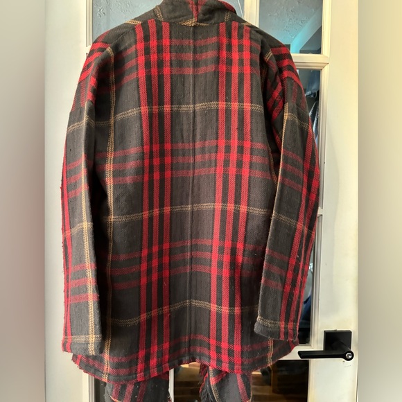 Lucky Brand: Holiday Plaid Fringe Cardigan. Perfect holiday sweater! - Picture 3 of 4